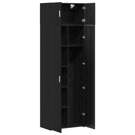 Förvaringsskåp 2 pcs Svart Ek 70 x 42,5 x 185 cm