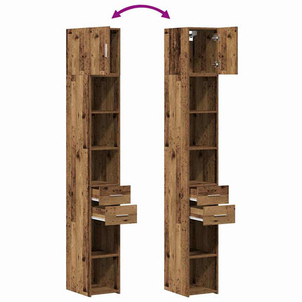 Förvaringsskåp med låda 2 pcs Gammalt trä 30 x 42,5 x 225 cm
