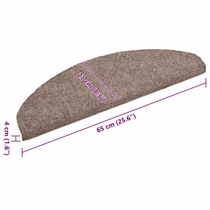 Trappmattor självhäftande 20 st 65x21x4 cm ljusbrun halvrunda stora
