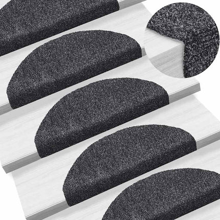 Trappmattor självhäftande 20 st 65x21x4 cm mörkgrå halvrunda stora