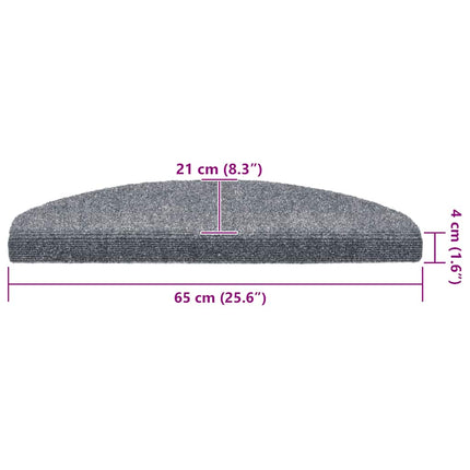 Trappmattor självhäftande 20 st 65x21x4 cm ljusgrå halvrunda stora