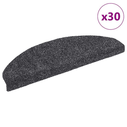 Trappmattor självhäftande 30 st 65x21x4 cm mörkgrå halvrunda stora