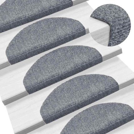 Trappmattor självhäftande 30 st 65x21x4 cm ljusgrå halvrunda stora