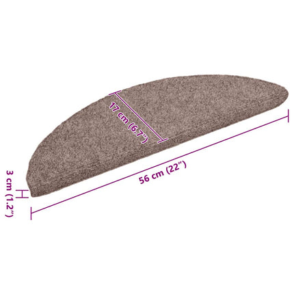 Trappmattor självhäftande 20 st 56x17x3 cm ljusbrun halvrunda