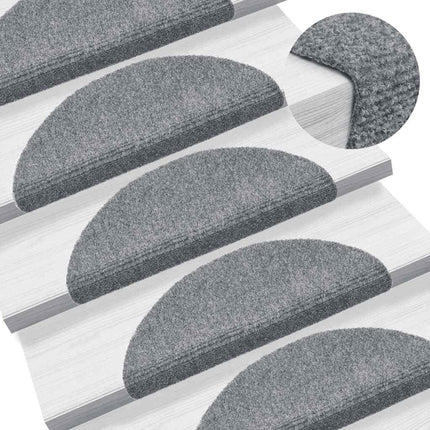 Trappmattor självhäftande 20 st 56x17x3 cm ljusgrå halvrunda