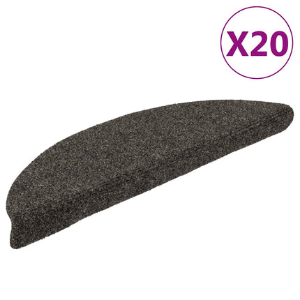 Trappmattor självhäftande 20 st 56x17x3 cm antracit halvrunda