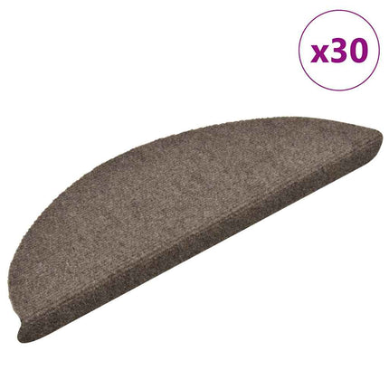 Trappmattor självhäftande 30 st 56x17x3 cm beige halvrunda