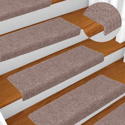 Trappmattor självhäftande 30 st 65x21x4 cm ljusbrun rektangulära kanter