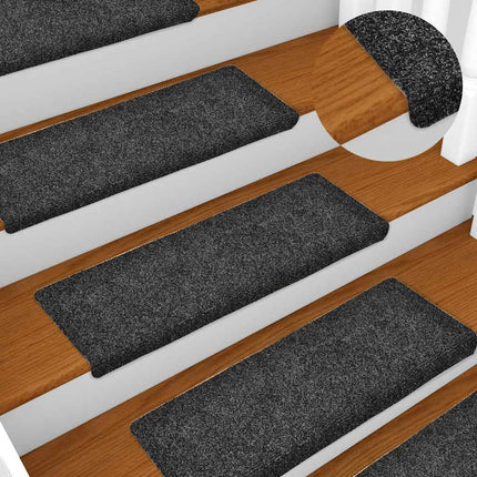 Trappmattor självhäftande 30 st 65x21x4 cm mörkgrå rektangulär kant
