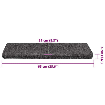 Trappmattor självhäftande 30 st 65x21x4 cm mörkgrå rektangulär kant