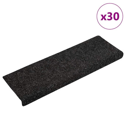 Trappmattor självhäftande 30 st 65x21x4 cm svarta rektangulära kanter