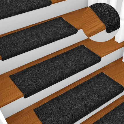 Trappmattor självhäftande 30 st 65x21x4 cm svarta rektangulära kanter