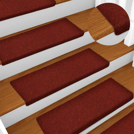 Trappmattor självhäftande 30 st 65x21x4 cm bordeauxröd rektangulär kant