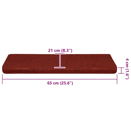 Trappmattor självhäftande 30 st 65x21x4 cm bordeauxröd rektangulär kant