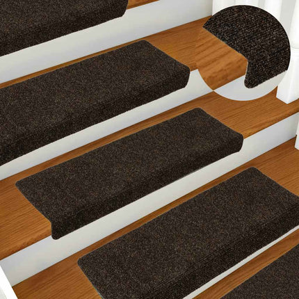 Trappmattor självhäftande 30 st 65x21x4 cm mörkbruna rektangulära kanter