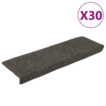 Trappmattor självhäftande 30 st 65x21x4 cm antracit rektangulär kant