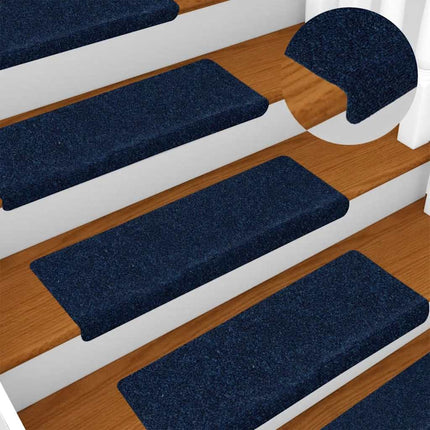 Trappmattor självhäftande 30 st 65x21x4 cm marinblå rektangulär kant