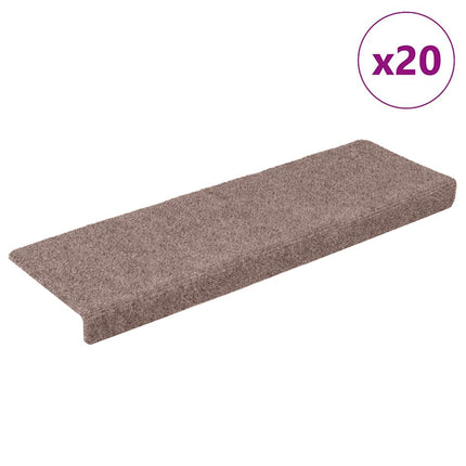 Trappmattor självhäftande 20 st 65x21x4 cm ljusbrun rektangulära kanter