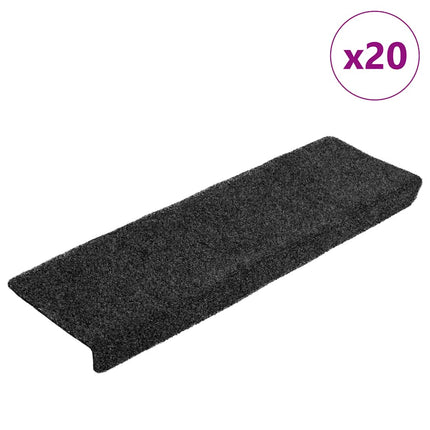 Trappmattor självhäftande 20 st 65x21x4 cm mörkgrå rektangulär kant