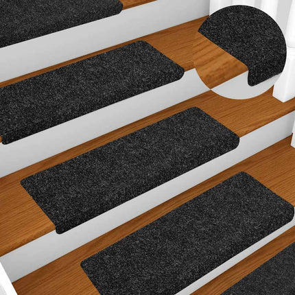 Trappmattor självhäftande 20 st 65x21x4 cm svarta rektangulära kanter