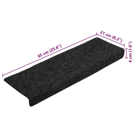 Trappmattor självhäftande 20 st 65x21x4 cm svarta rektangulära kanter