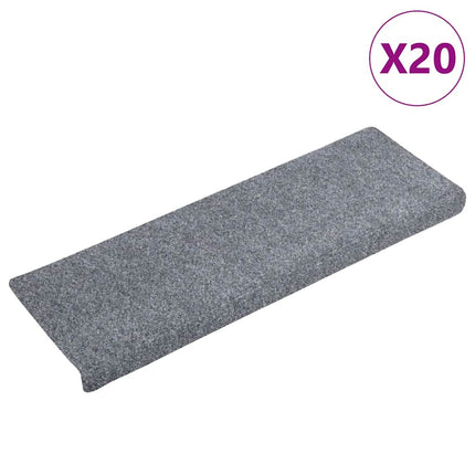 Trappmattor självhäftande 20 st 65x21x4 cm ljusgrå rektangulär kant