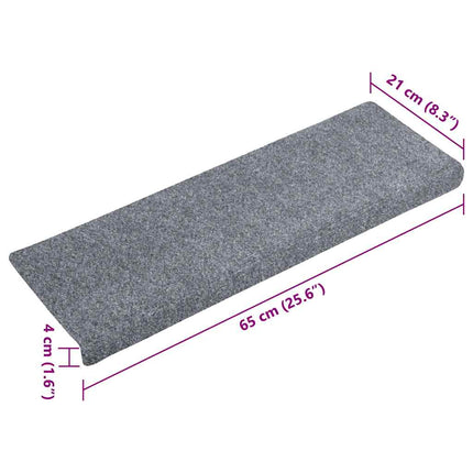 Trappmattor självhäftande 20 st 65x21x4 cm ljusgrå rektangulär kant