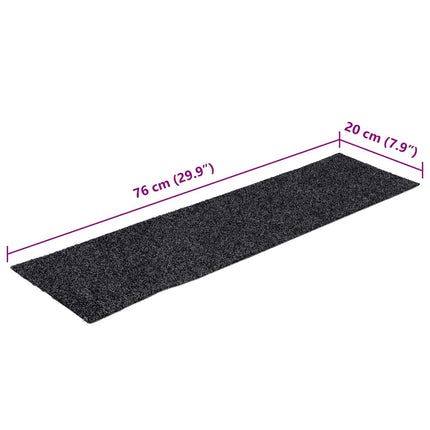 Trappmattor självhäftande 30 st 76x20 cm mörkgrå rektangulära