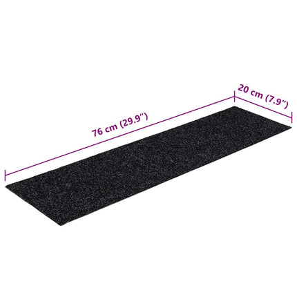 Trappmattor självhäftande 30 st 76x20 cm svarta rektangulära