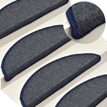 Trappmattor 30 st 56x17x3 cm mörkgrå och blå halvrunda