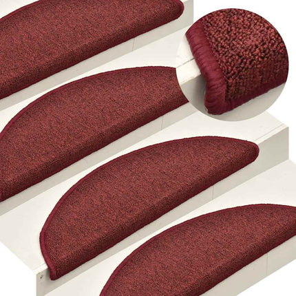 Trappmattor 30 st 56x17x3 cm bordeaux halvrunda