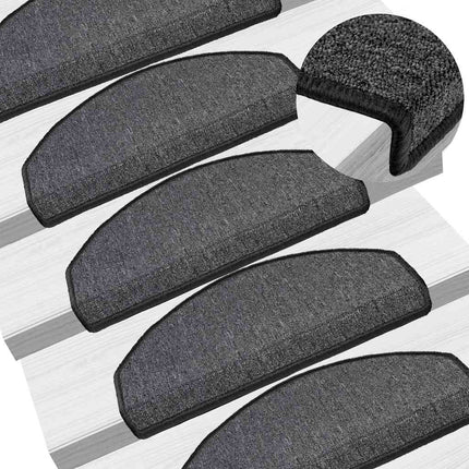 Trappmattor 30 st 65x24x4 cm antracit halvrunda stora