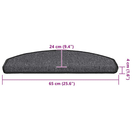 Trappmattor 30 st 65x24x4 cm antracit halvrunda stora