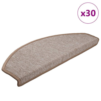 Trappmattor 30 st 65x24x4 cm ljusbruna halvrunda stora