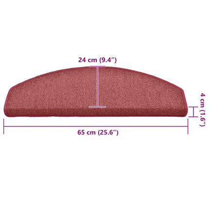 Trappmattor 30 st 65x24x4 cm bordeaux halvrunda stora