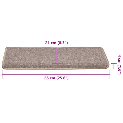 Trappmattor 30 st 65x21x4 cm ljusbruna rektangulära kanter