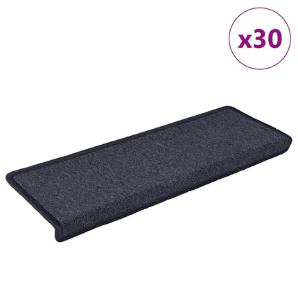Trappmattor 30 st 65x21x4 cm mörkgrå och blå rektangulär kant