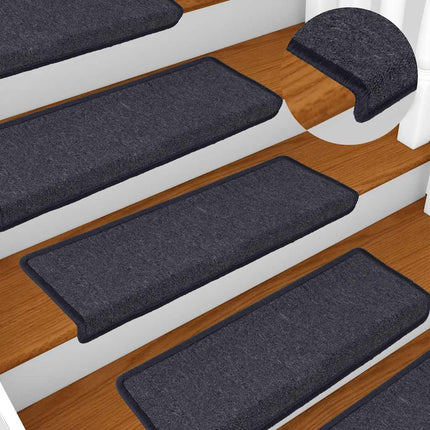 Trappmattor 30 st 65x21x4 cm mörkgrå och blå rektangulär kant