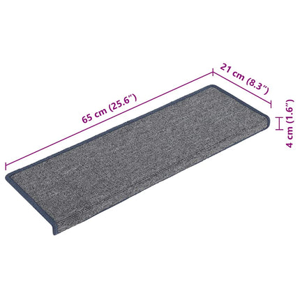 Trappmattor 30 st 65x21x4 cm ljusgrå och blå rektangulär kant