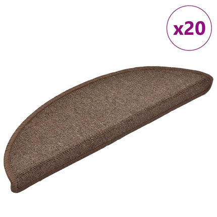 Trappmattor 20 st 56x17x3 cm kaffebruna halvrunda