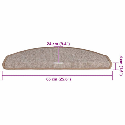 Trappmattor 20 st 65x24x4 cm ljusbruna halvrunda stora