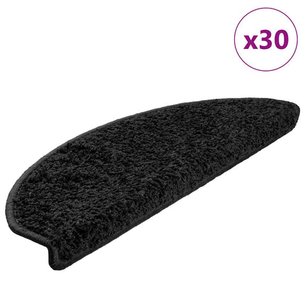 Trappmattor 30 st 65x21x4 cm svarta halvrunda stora