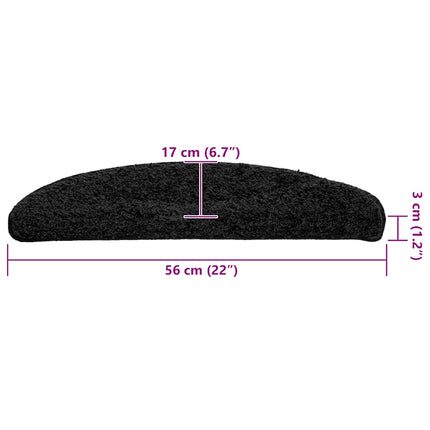 Trappmattor 20 st 56x17x3 cm svarta halvrunda
