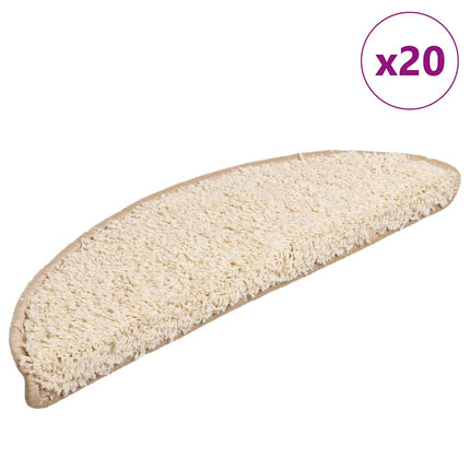 Trappmattor 20 st 56x17x3 cm krämfärgade halvrunda