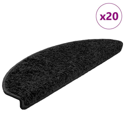 Trappmattor 20 st 65x21x4 cm svarta halvrunda stora