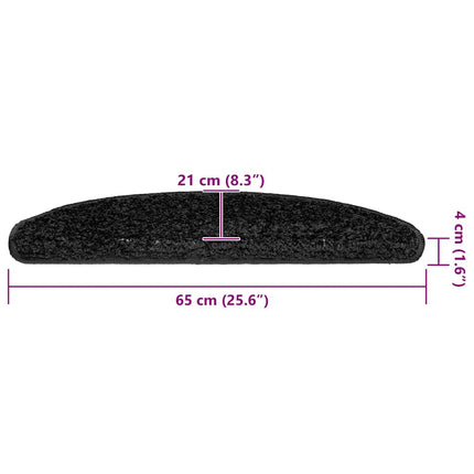 Trappmattor 20 st 65x21x4 cm svarta halvrunda stora