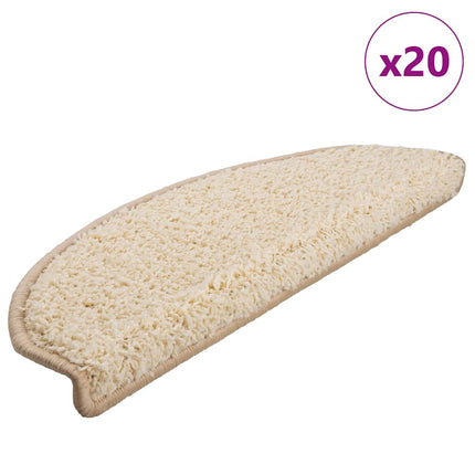 Trappmattor 20 st 65x21x4 cm krämfärgade halvrunda stora