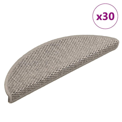 Trappmattor självhäftande sisal-look 30 st 56x17x3 cm silver