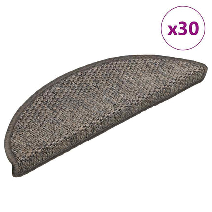Trappmattor självhäftande sisal-look 30 st 56x17x3cm grå beige