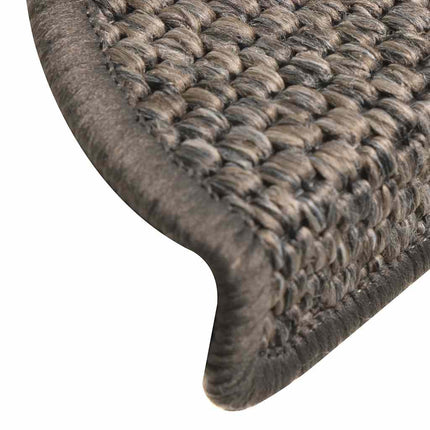 Trappmattor självhäftande sisal-look 30 st 56x17x3cm grå beige